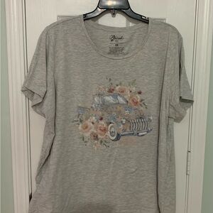 Fleurish Heather Gray T-Shirt with Floral Design